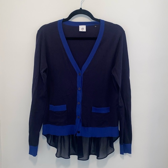 Cabi Color Block Black and Blue Cardigan - Picture 2 of 5
